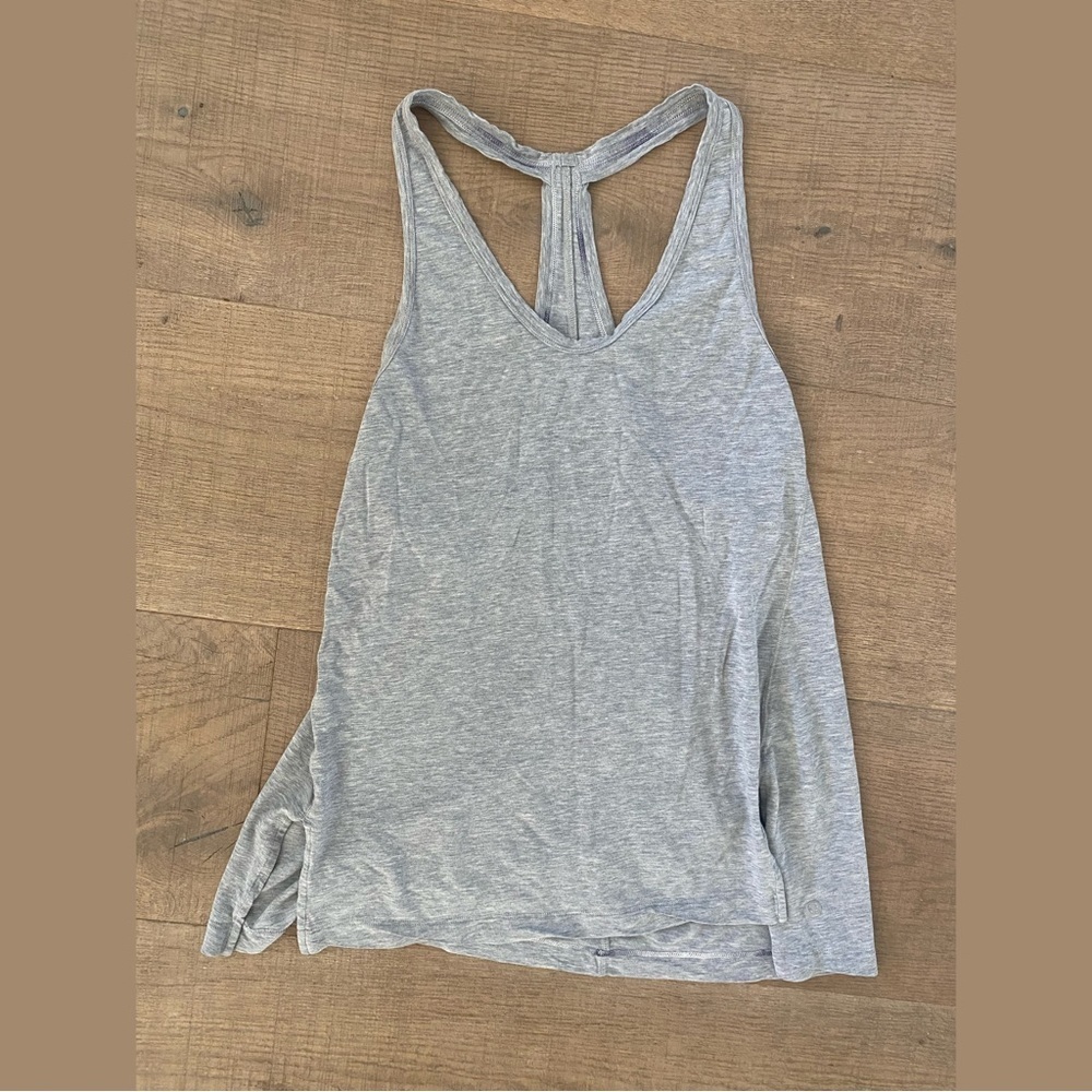 lululemon gray sleeveless slits workout tank top